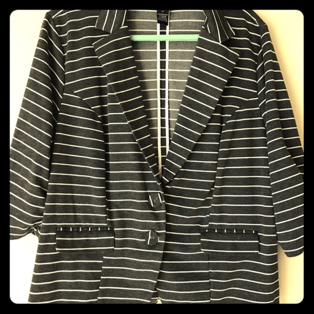 Gray striped peplum blazer